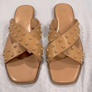 A New Day - Studded Crossband Sandals - Tan Size 8